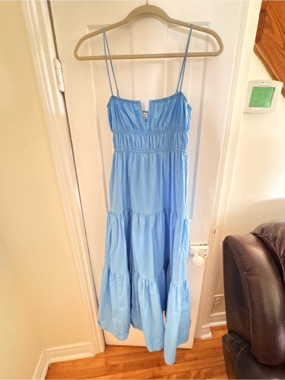 Moon River Light Blue Tiered Maxi Dress